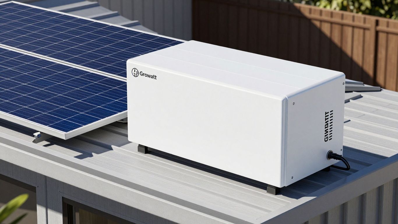 Growatt battery and solar panels on Australian home.