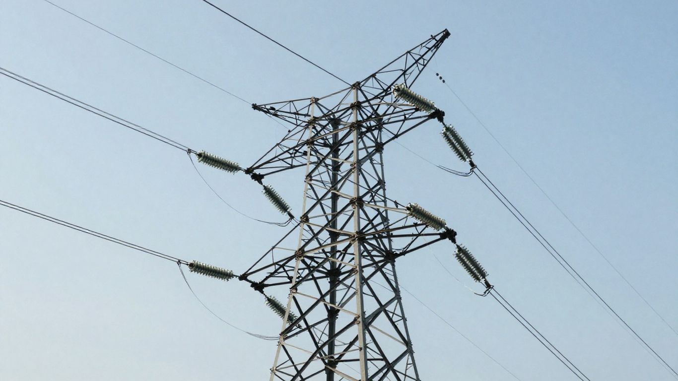 Pylône électrique avec ses câbles et isolateurs.