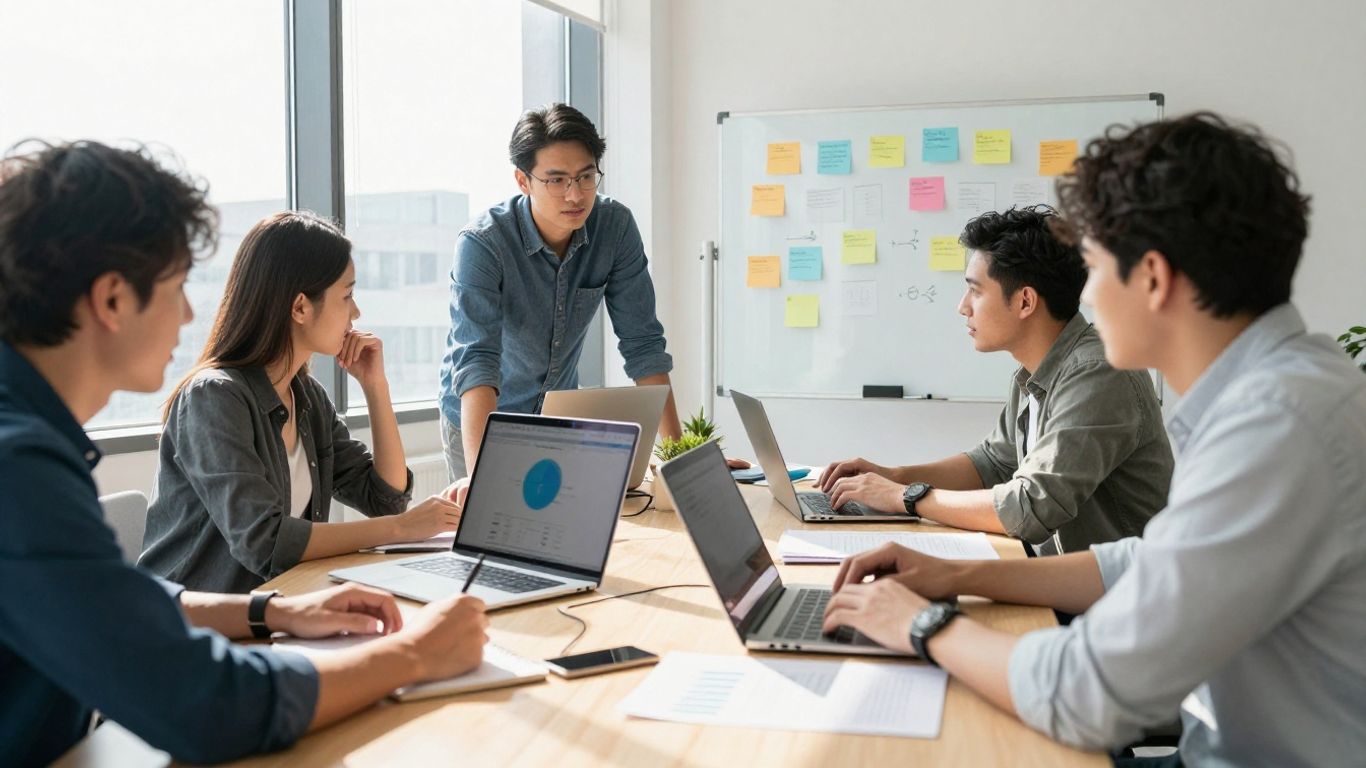 Sociallyin team collaborating in a modern office.