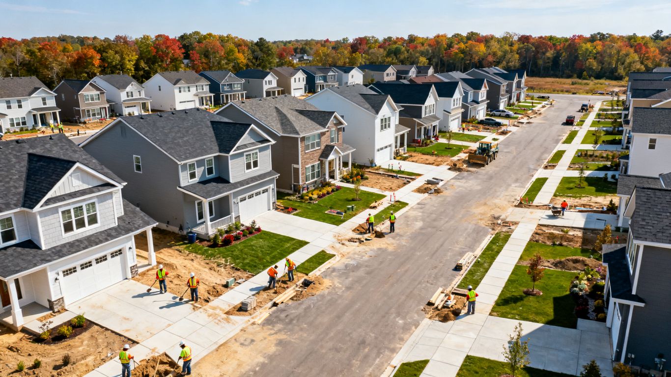 Aerial view of new suburban homes