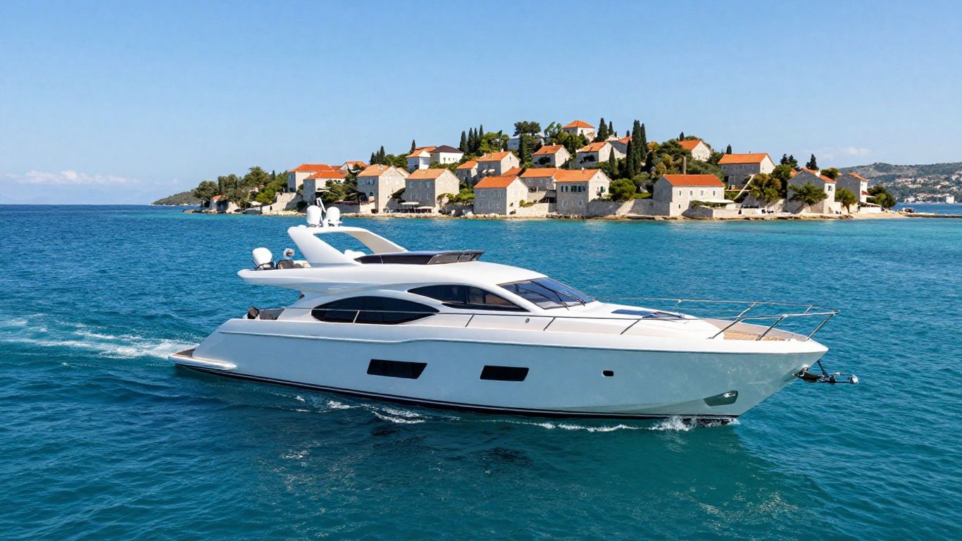 Luxury yacht sailing in Croatia's turquoise waters.