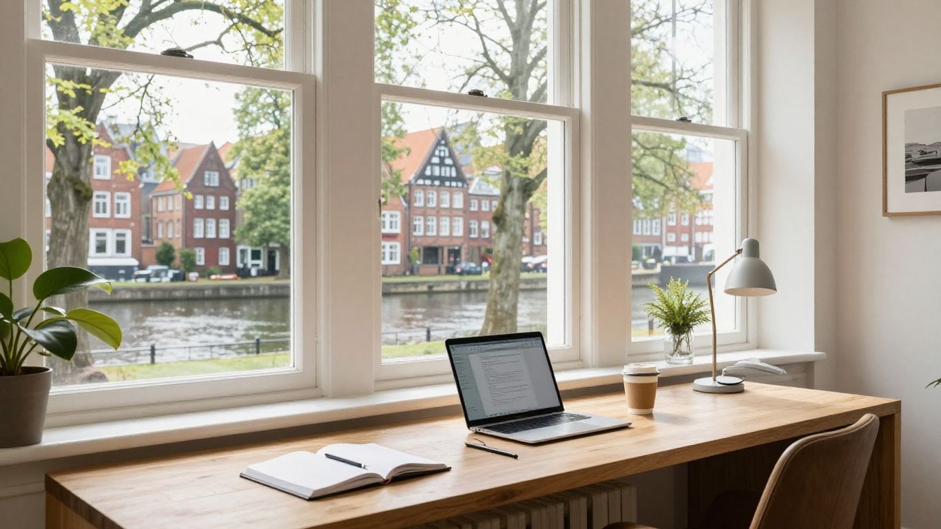 Bremen riverside workspace and historic streets