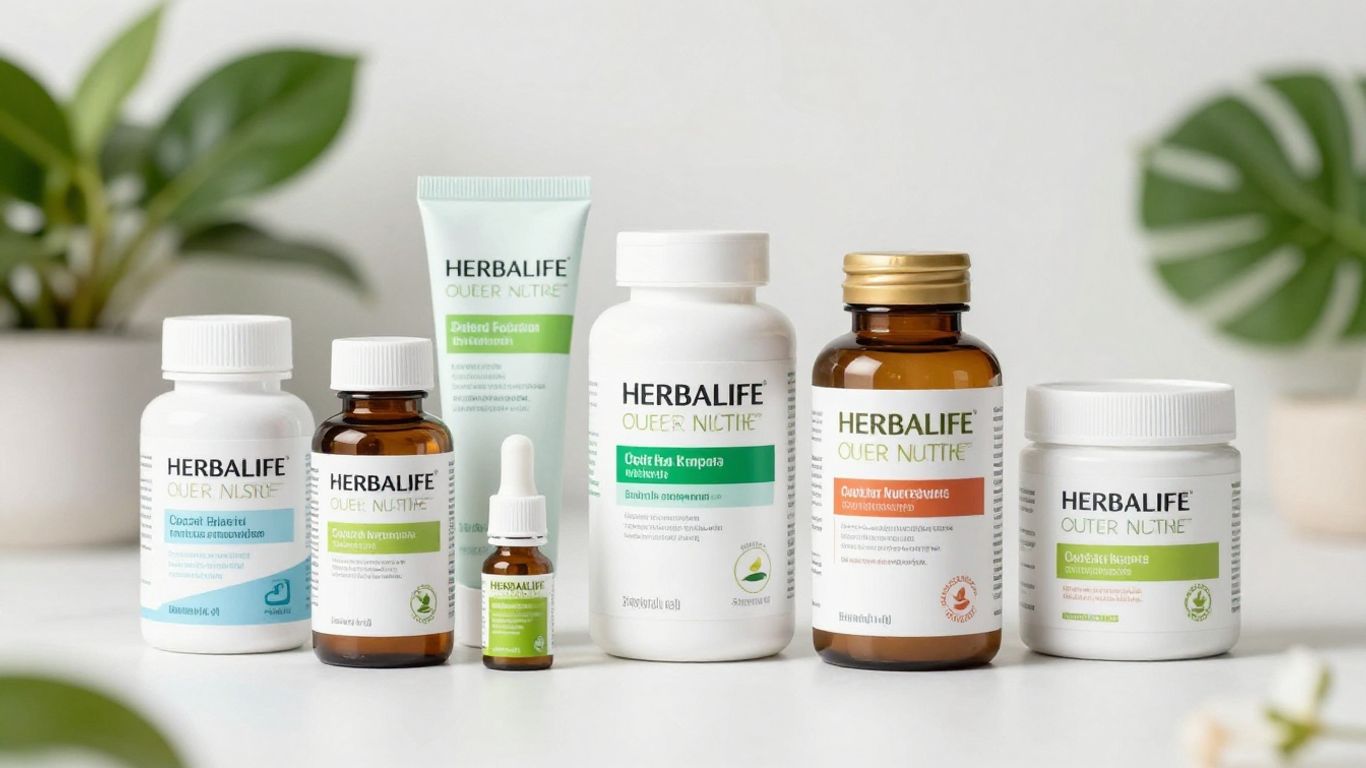 Herbalife skincare products arranged on a white surface