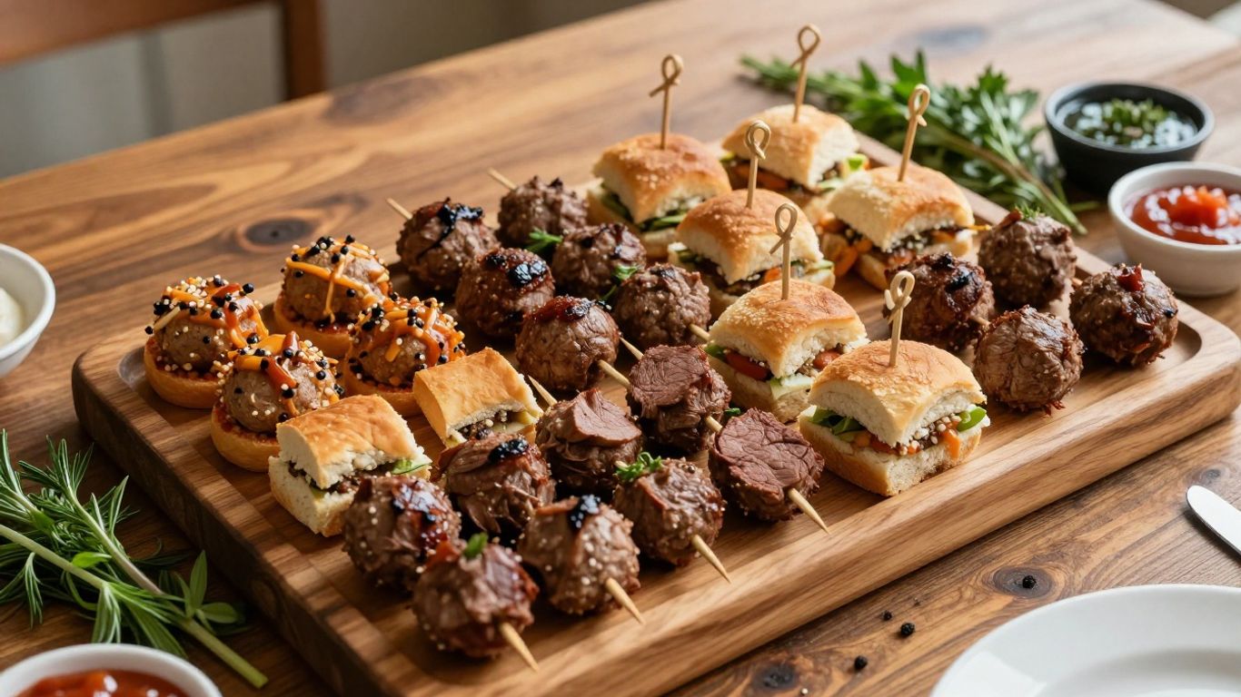 Venison appetizer platter with herbs and dipping sauces