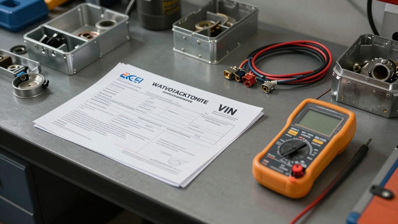 Vehicle identification details beside electrical components