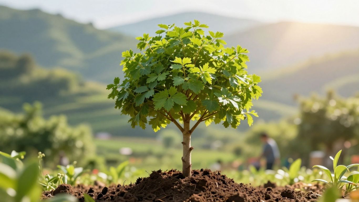 Persona plantando un árbol para crecer patrimonio.