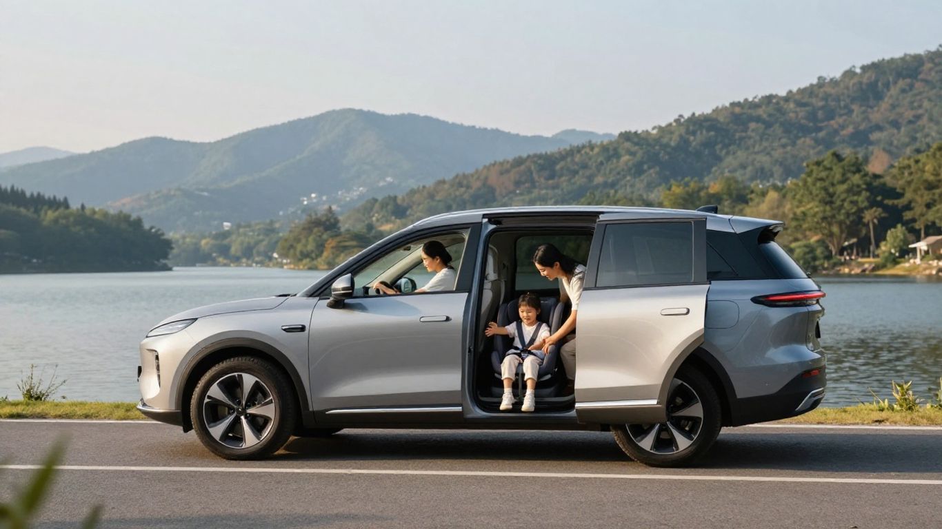 Geräumiges Elektroauto mit Familie unterwegs