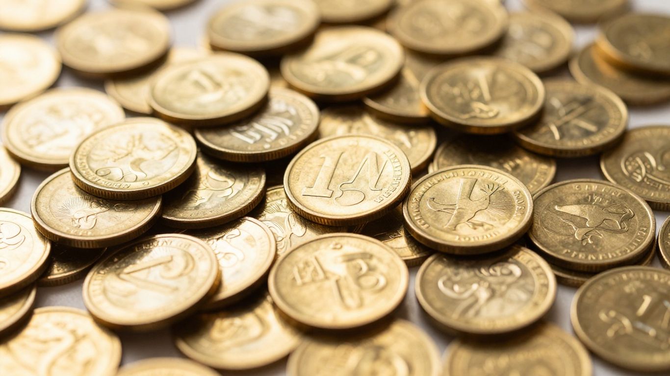 Pile of shiny gold coins