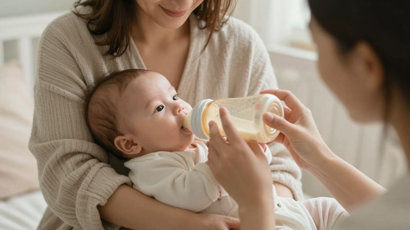 Madre alimentando a su bebé en un ambiente cálido