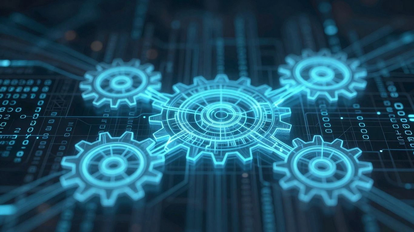 Digital smart contract with code and blockchain elements.