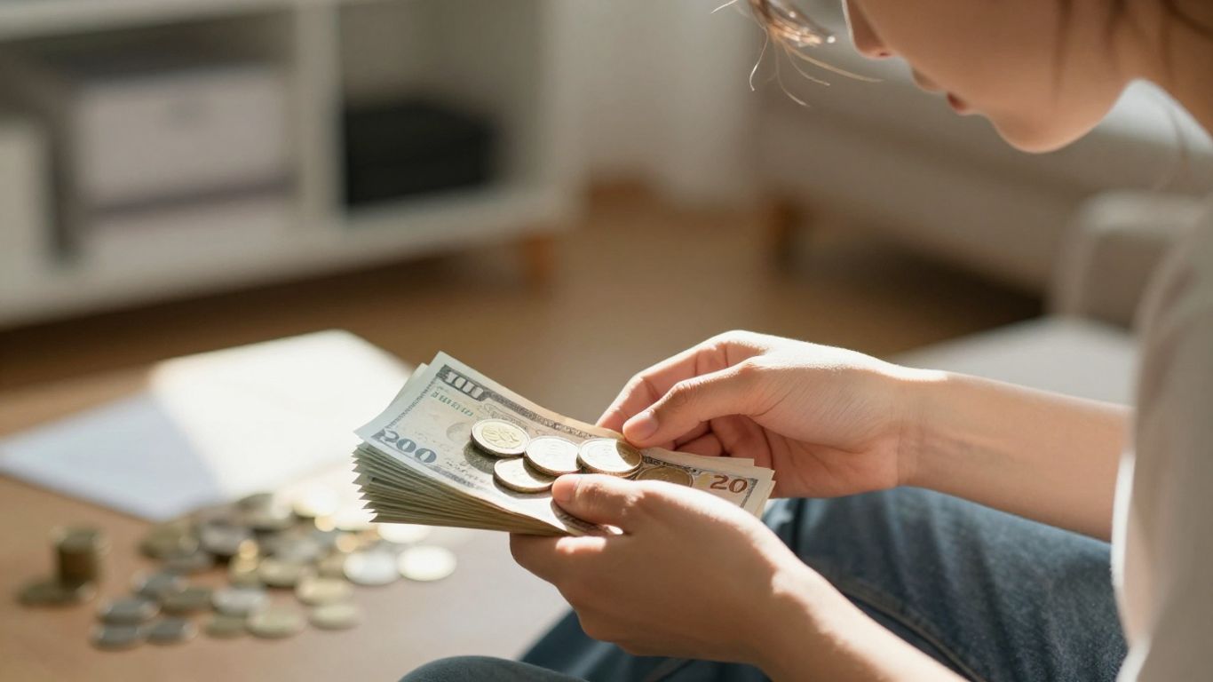 Persona planeando sus finanzas personales con dinero.