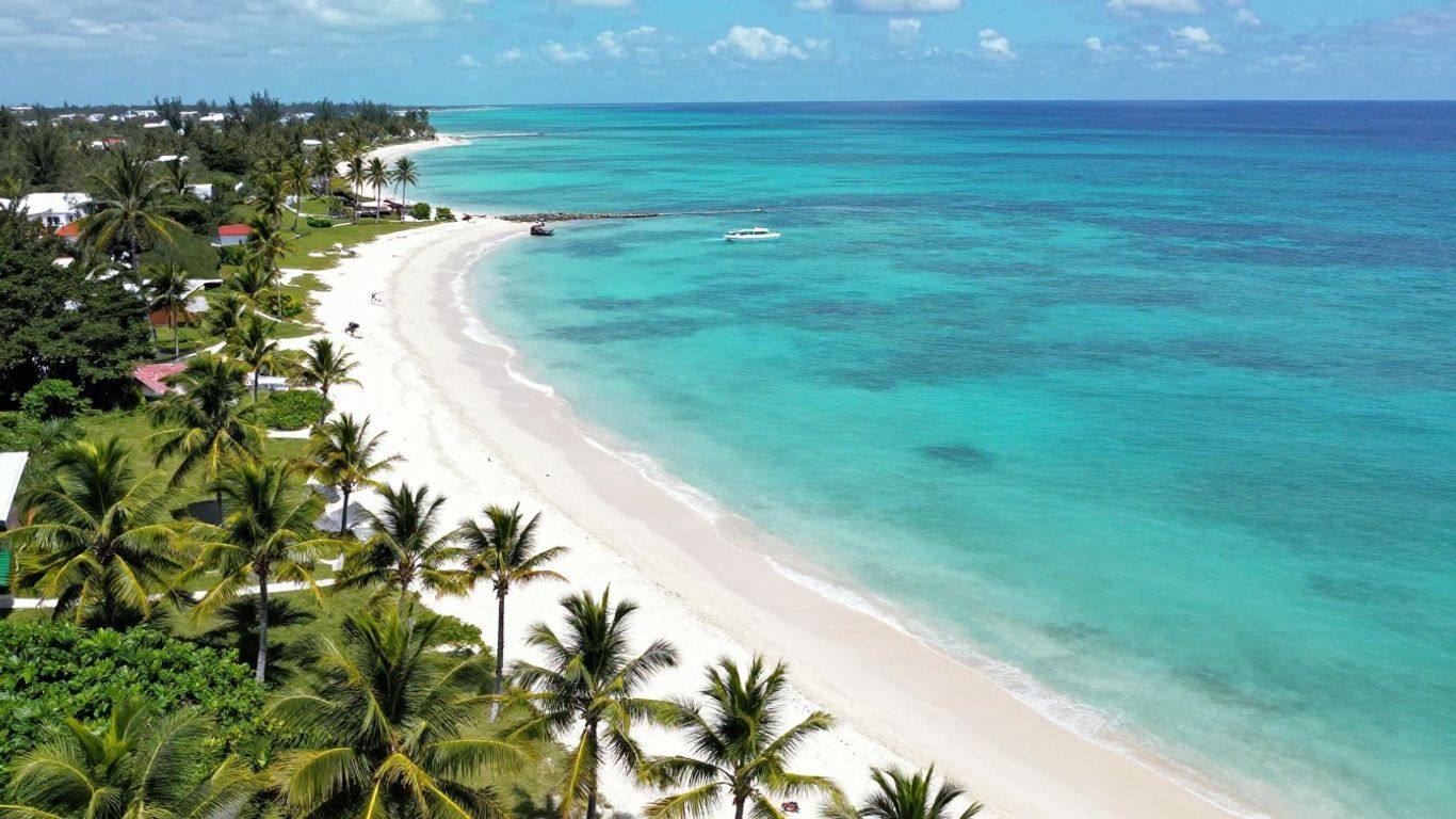 Grand Bahama Island coastline with turquoise waters and beaches.