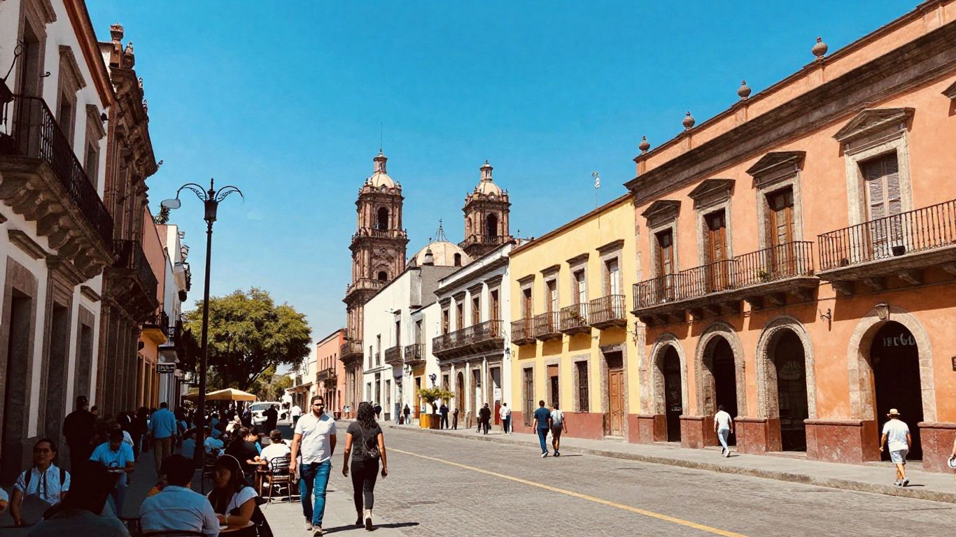 Busy urban street in Mexico City