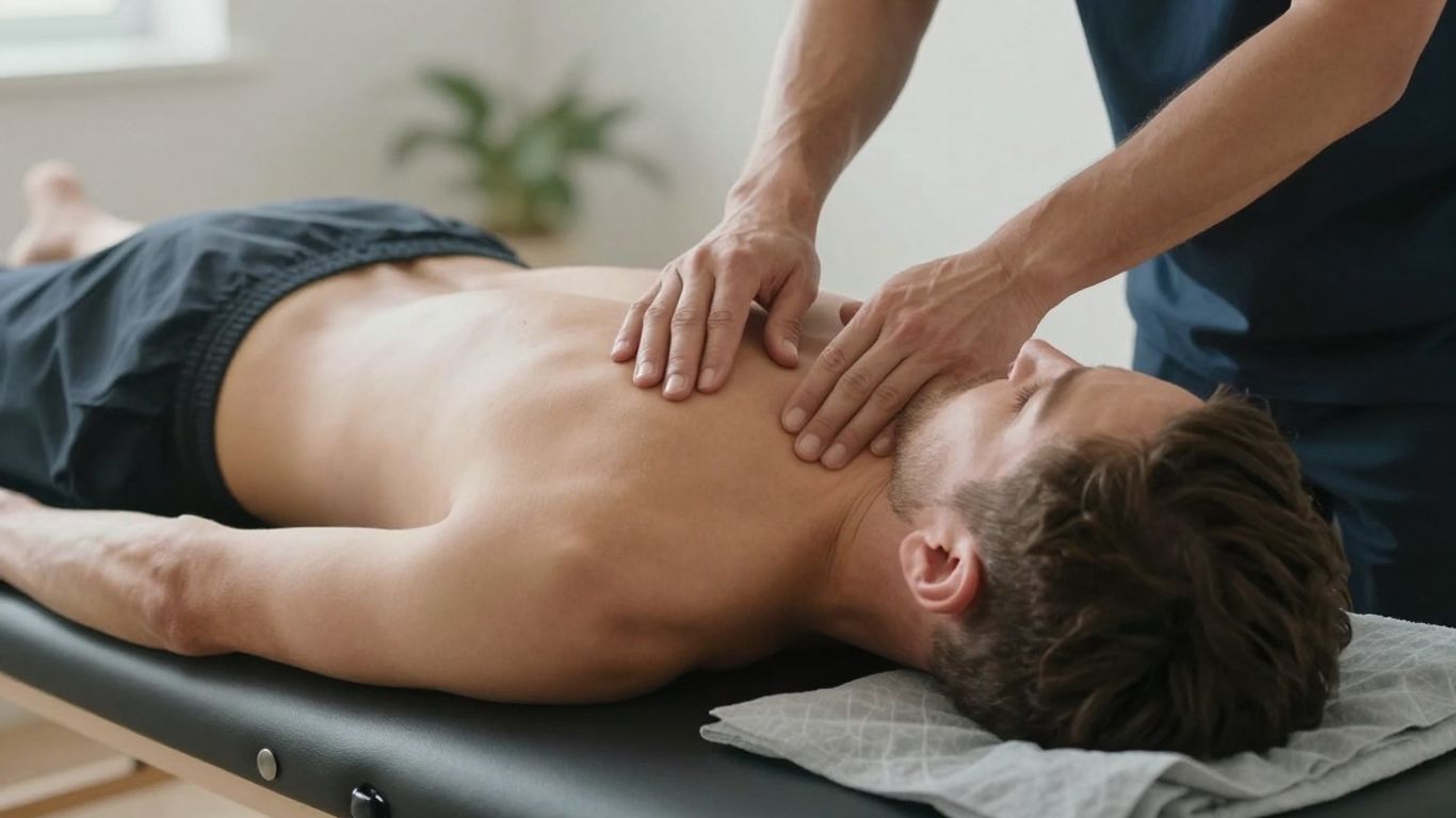 Chiropractor adjusting patient's back