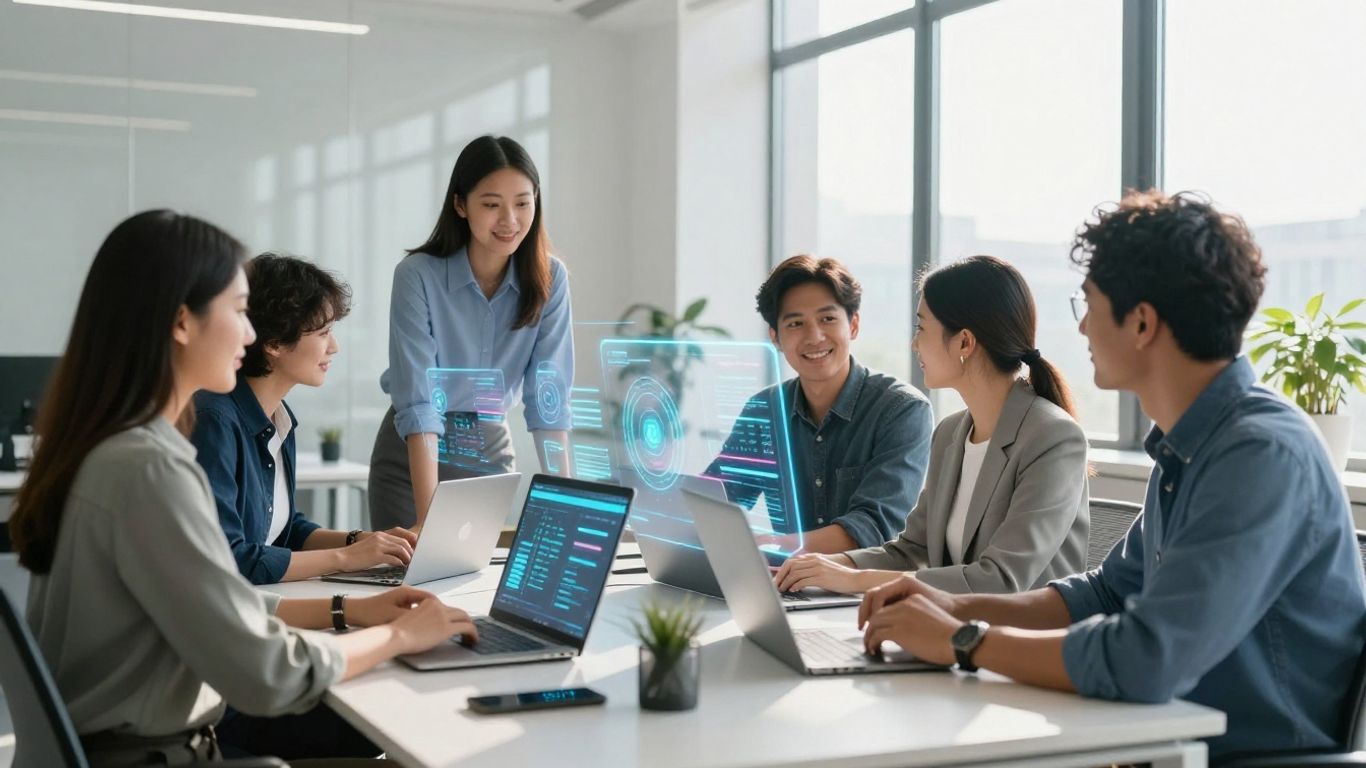 Australian business team using AI IT support.