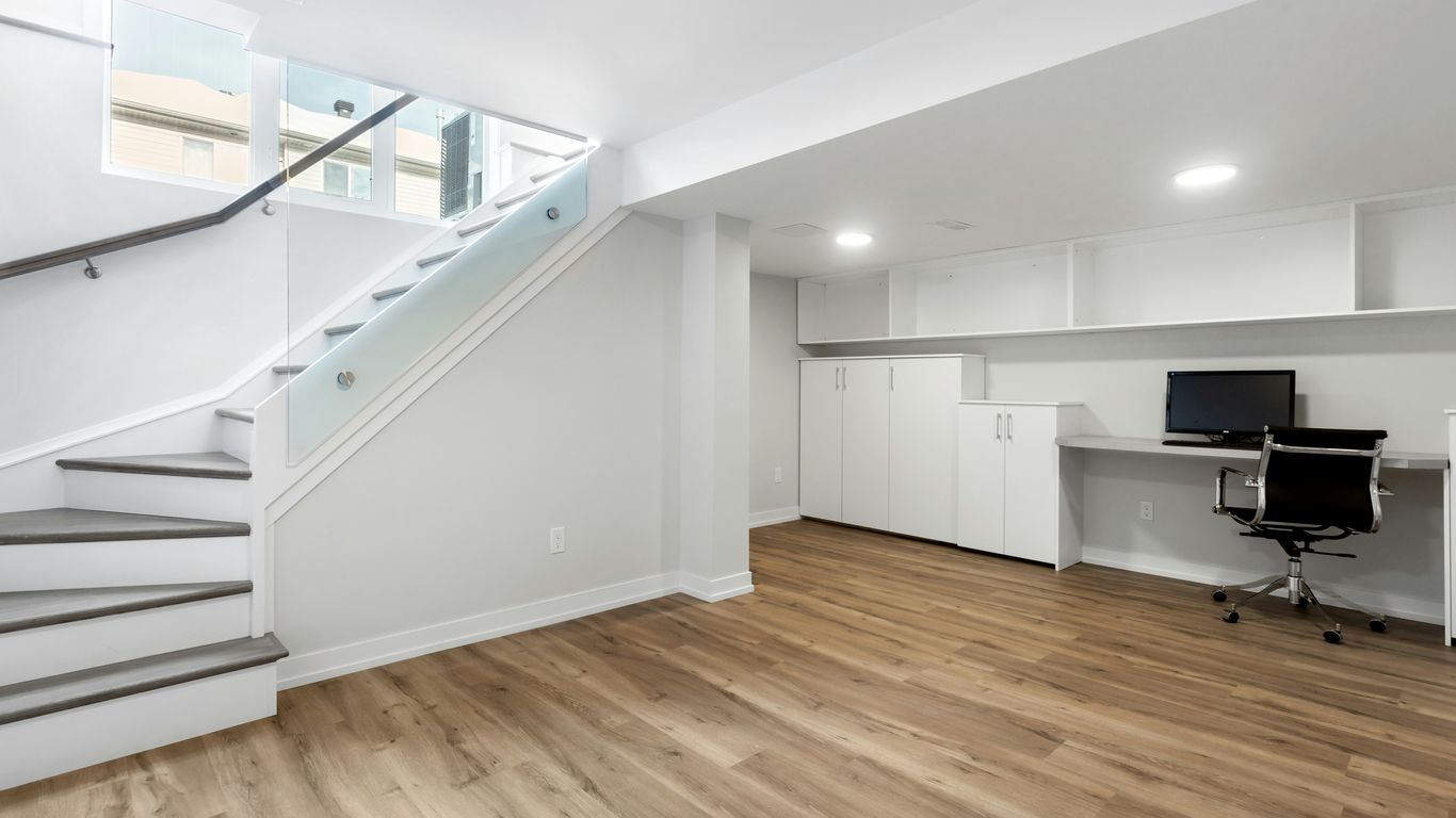 Interior view of modern basement space