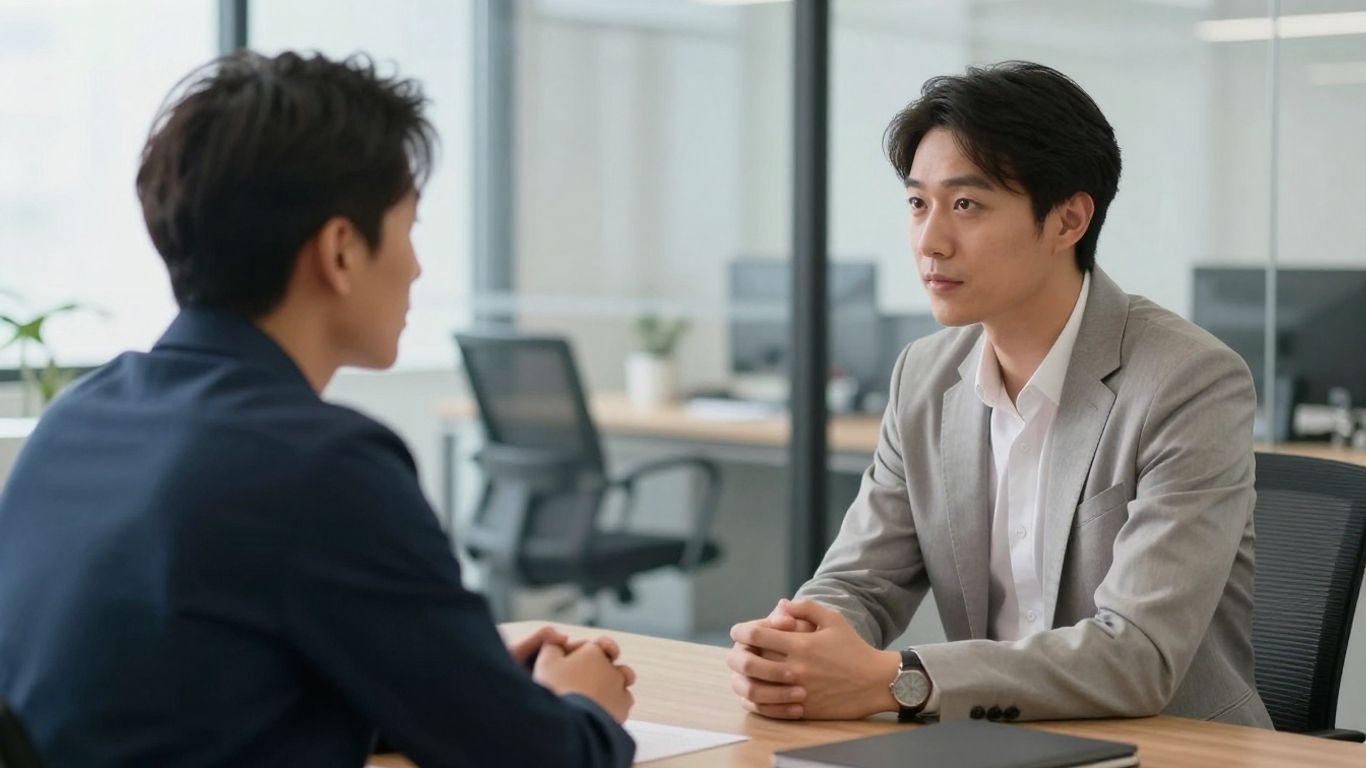 Manager and employee having a private performance conversation