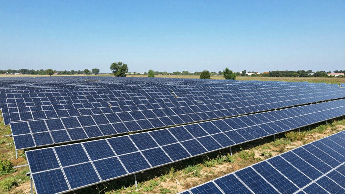 Panneaux solaires dans un champ ensoleillé.