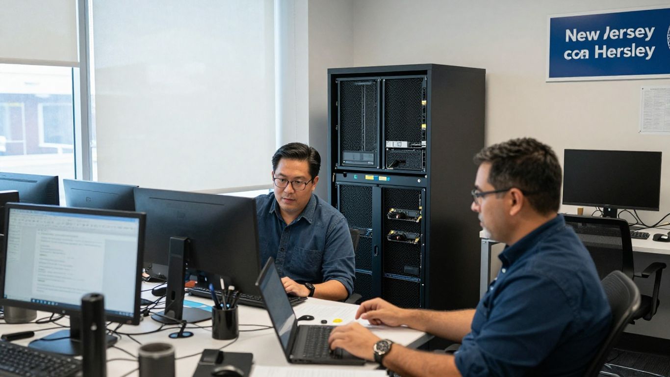 Consultant reviewing secure technology plans with a business team