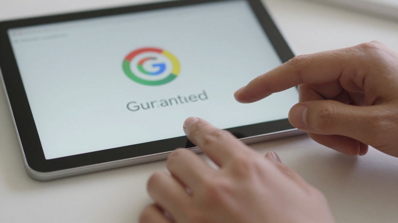 Google Guaranteed badge on a tablet screen.