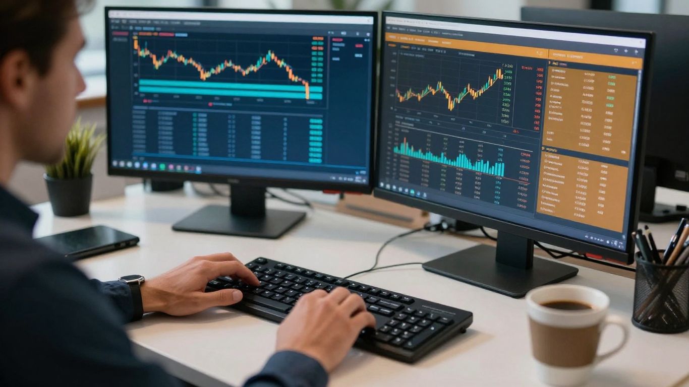 Trader monitoring a simulated funded account