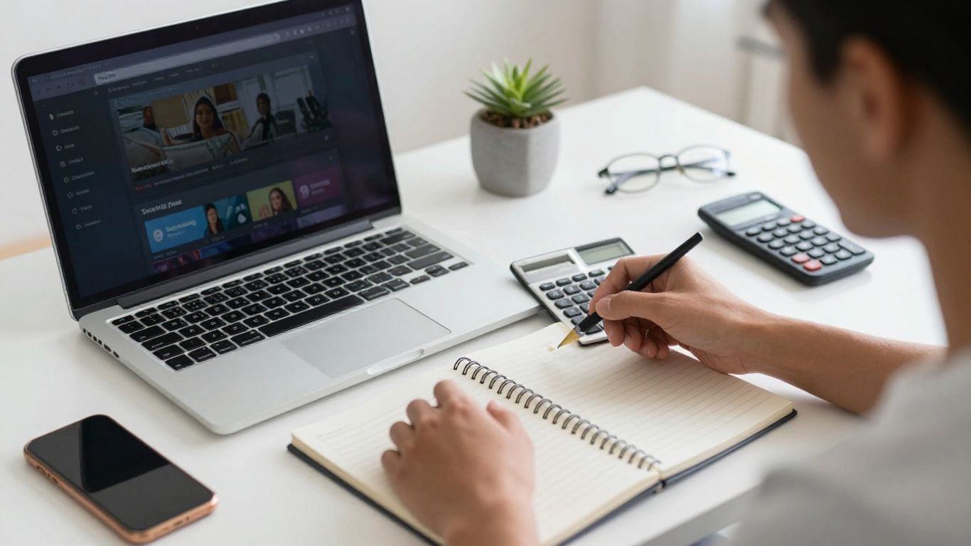 Person comparing IPTV plans on a laptop