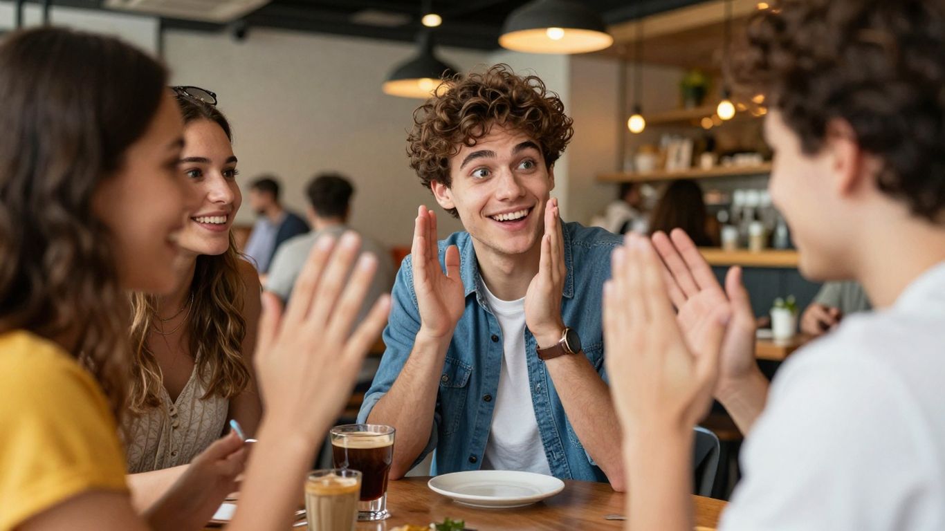 A social butterfly greeting friends