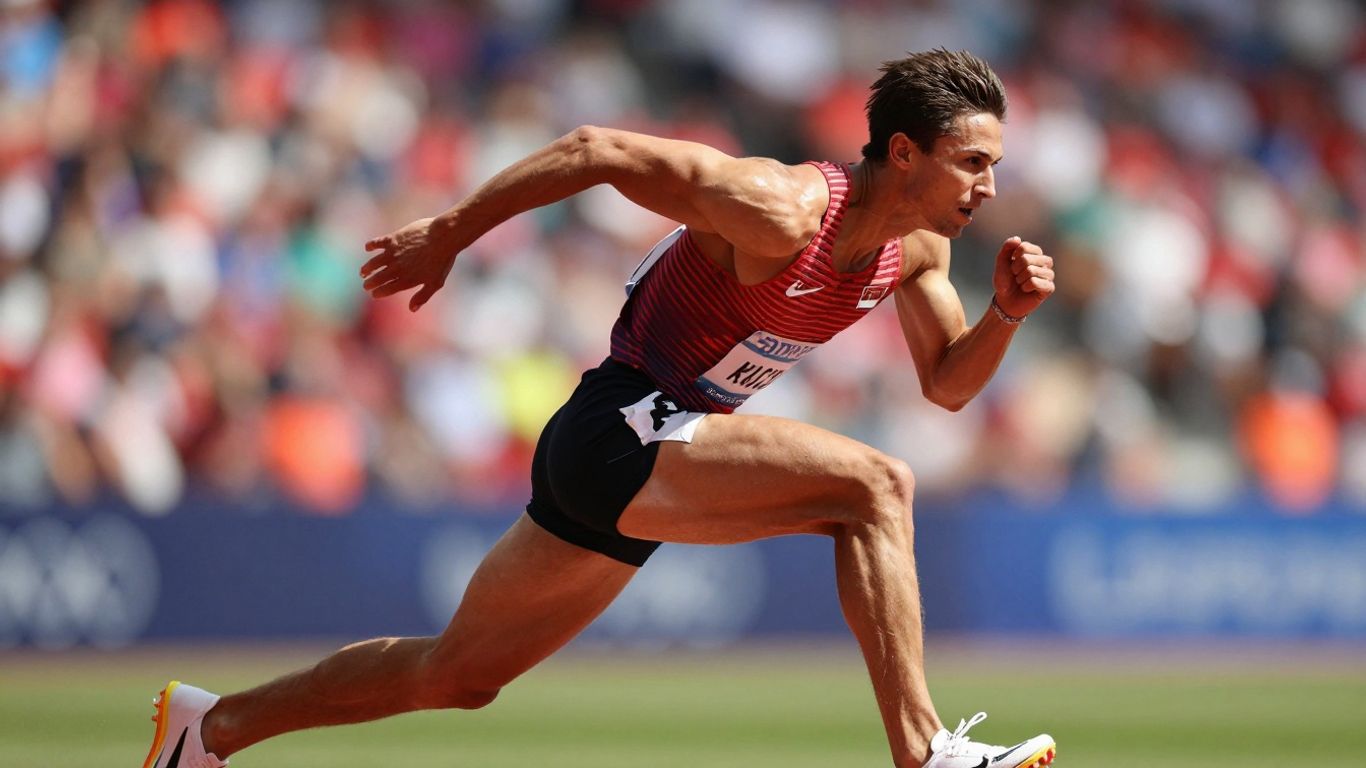 Athlete in motion, focused on peak performance.