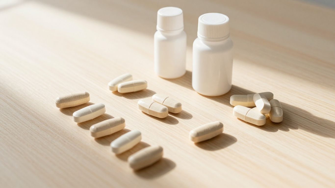Suplementos de alta calidad organizados sobre una mesa limpia