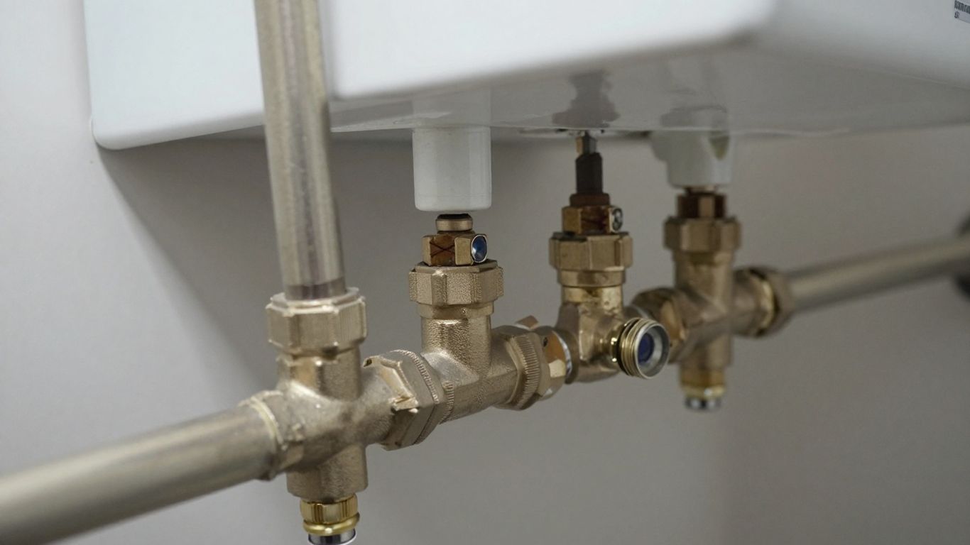 Chauffe eau sans groupe de sécurité : plomberie exposée.