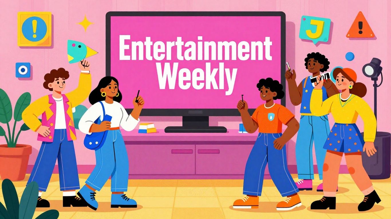 Entertainment Weekly logo surrounded by pop culture icons in a game-like style.