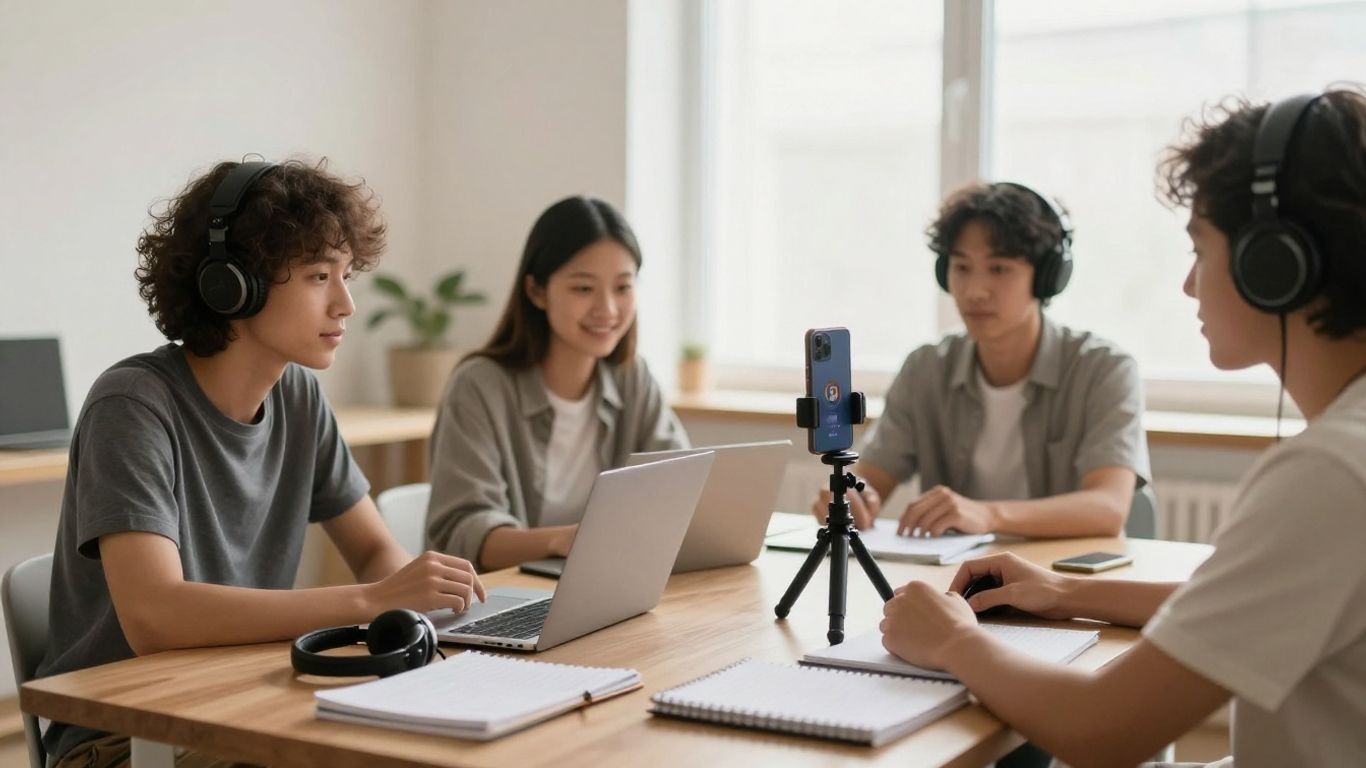 Creative team planning an Instagram Live broadcast