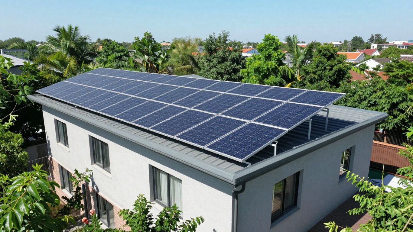 Panneaux solaires sur un toit de maison