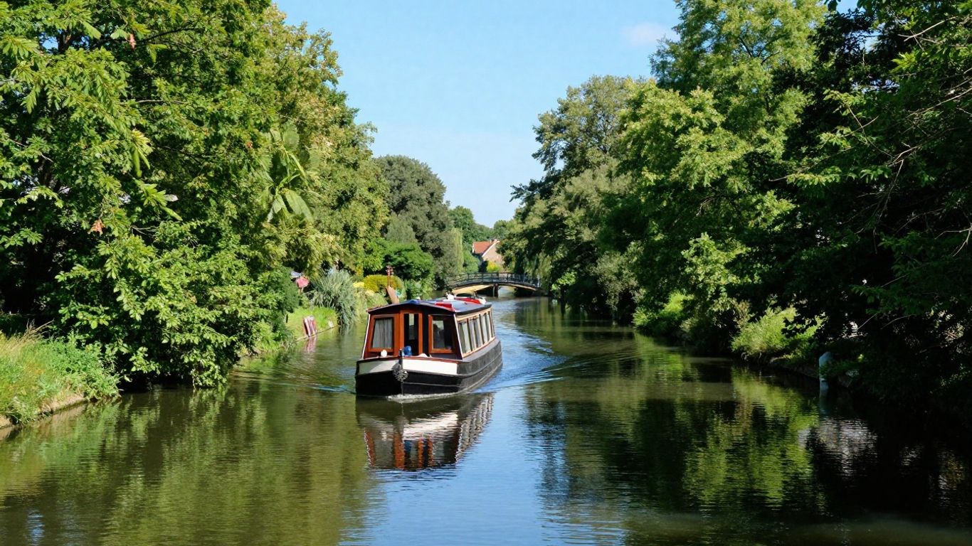 Barge on Canal de Bourgogne waterway