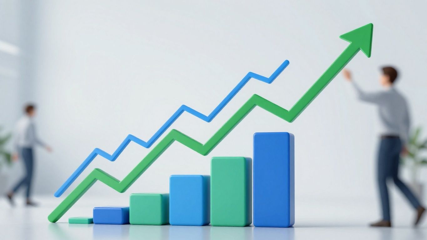 B2B SaaS growth with upward trends and momentum.