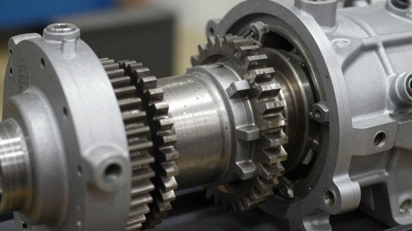 Used manual gearbox with visible gears
