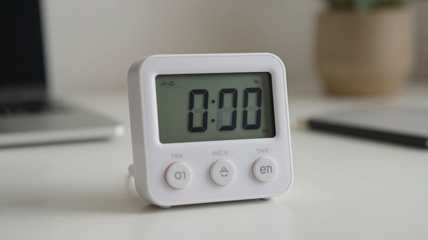 Digital timer on a desk, focus timer