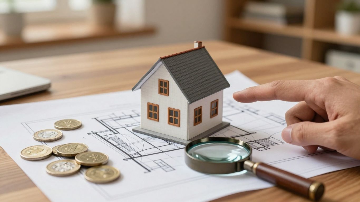 Persona comparando precios de seguro de hogar con monedas.