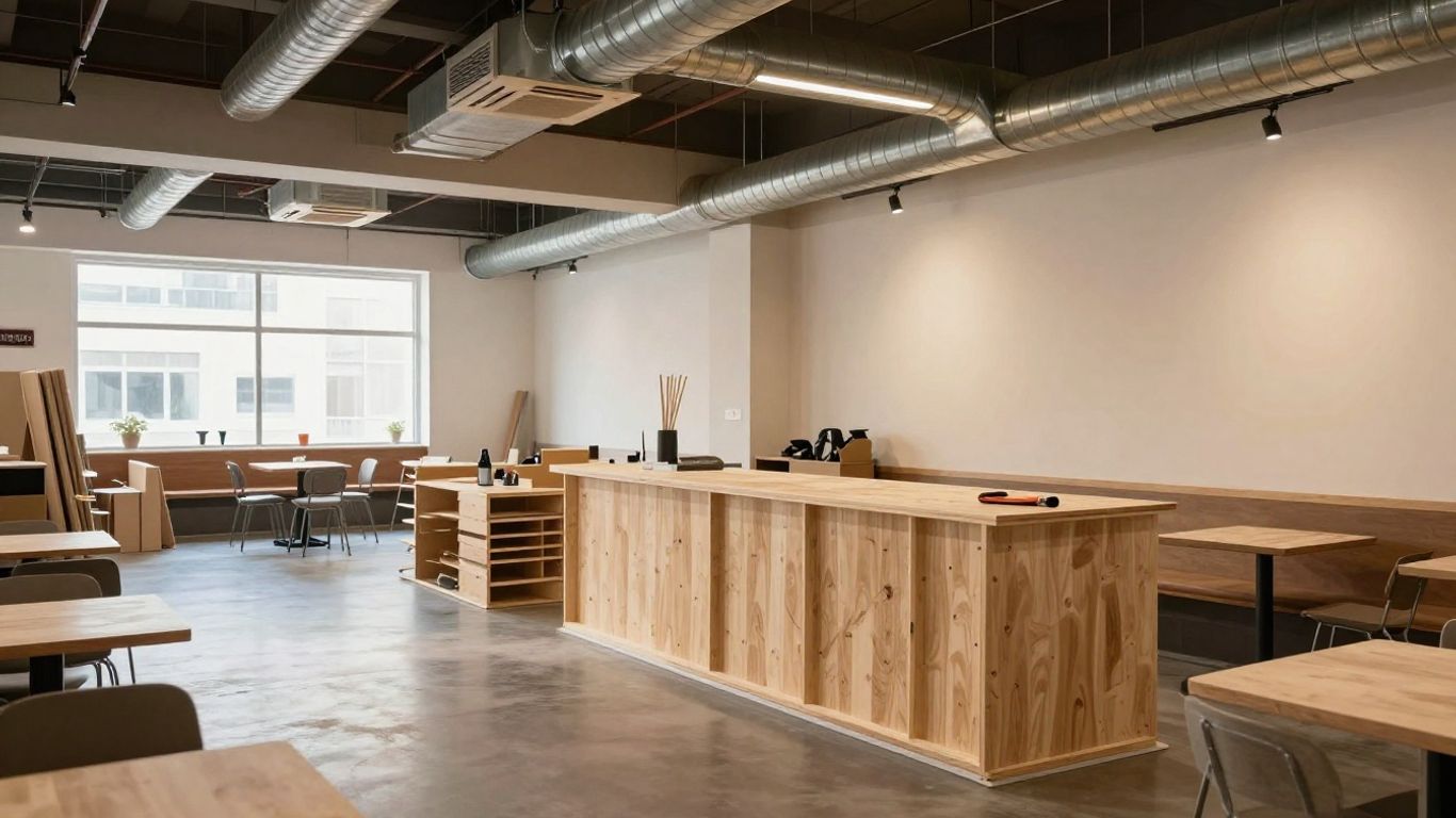 Cafe interior fit out with construction details