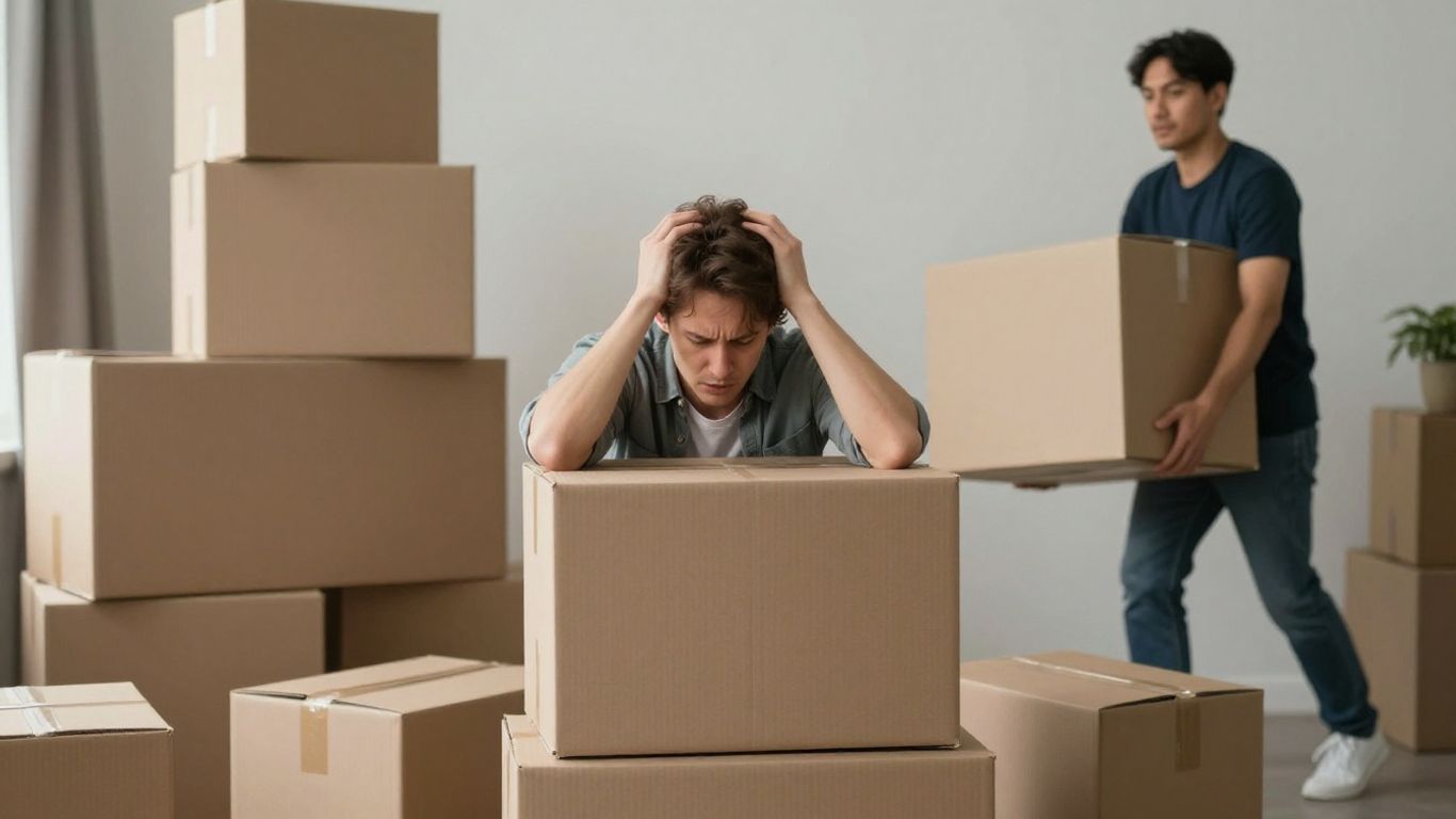 Moving day chaos and calm contrasted.