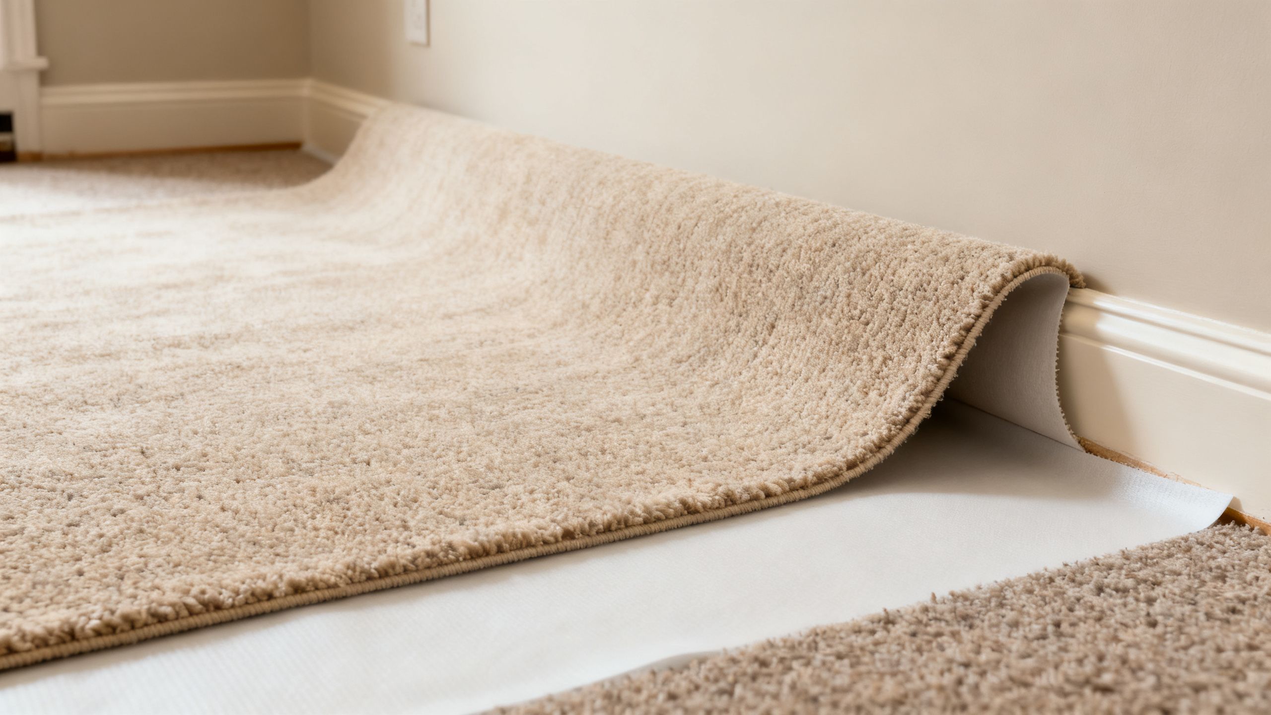 Quality carpet underlay installed beneath a neatly stretched carpet during a Bristol flooring project