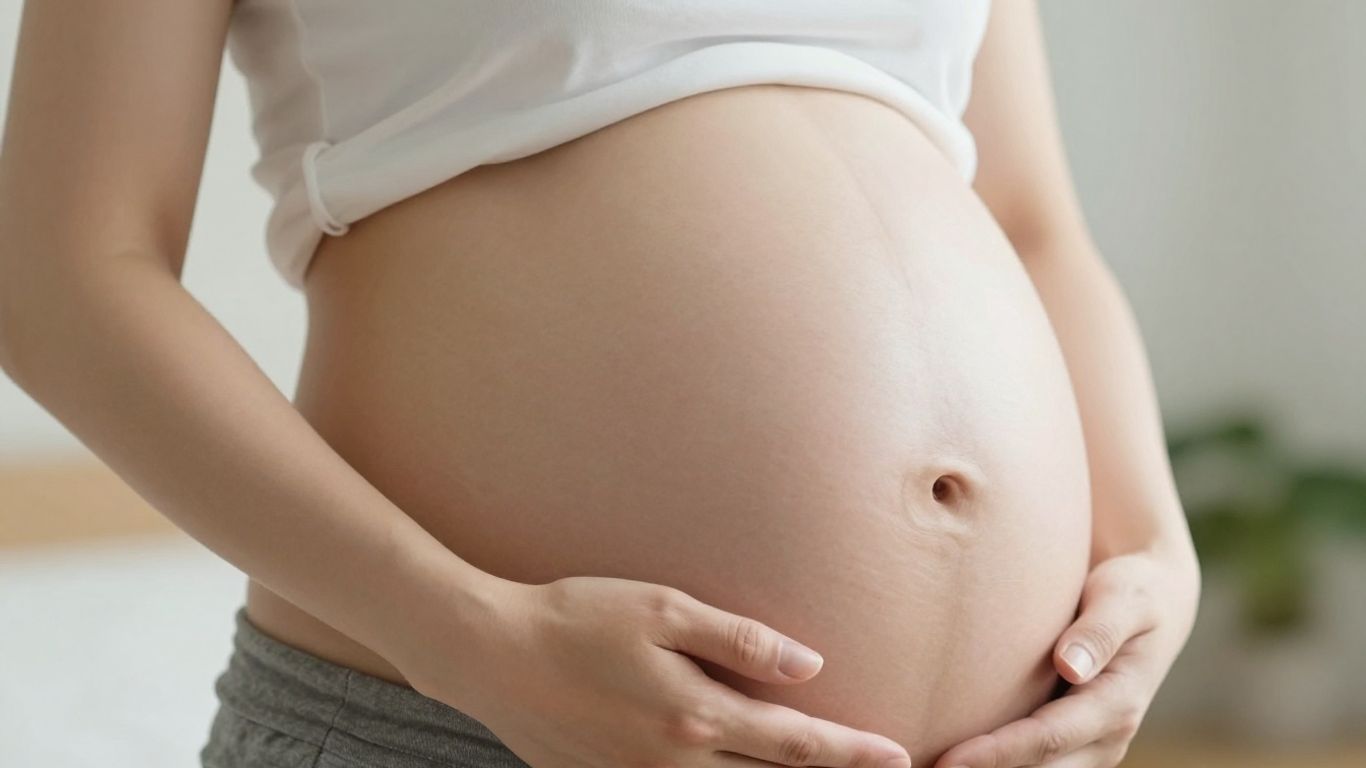 Abdomen de mujer embarazada de 15 semanas.