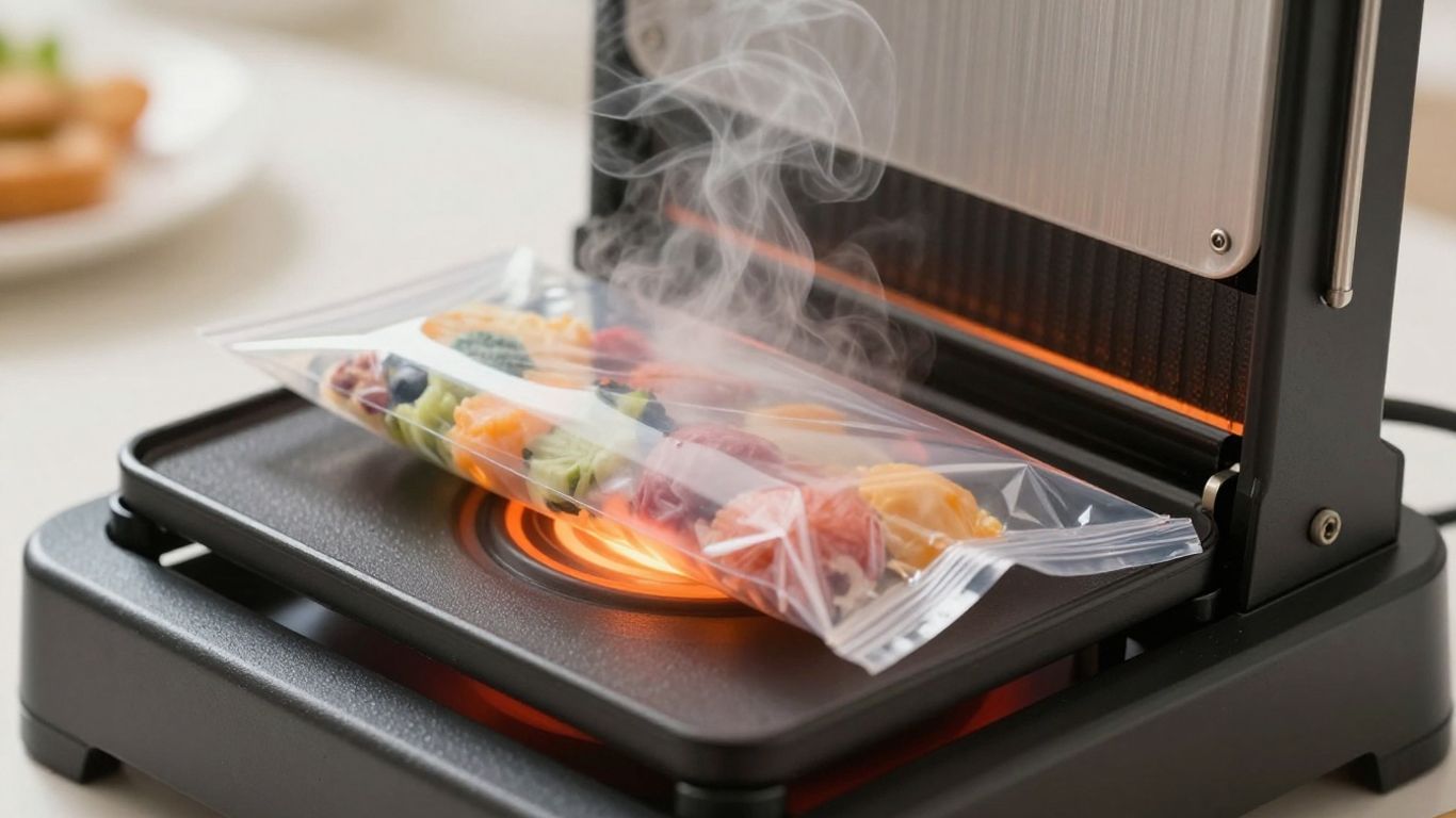 เครื่องซีลอาหารพร้อมอาหารที่ถูกซีลอย่างดี