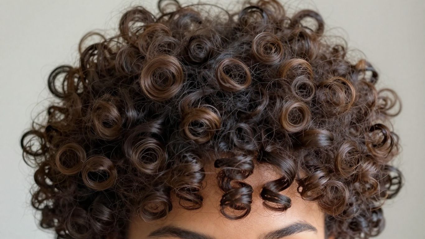 Diverse curl patterns on a person's head.