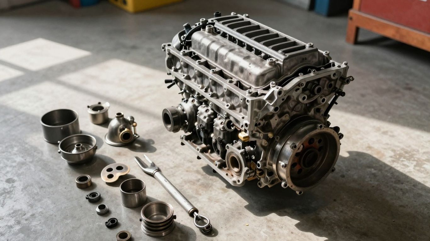 Chrysler Neon used car parts in a workshop