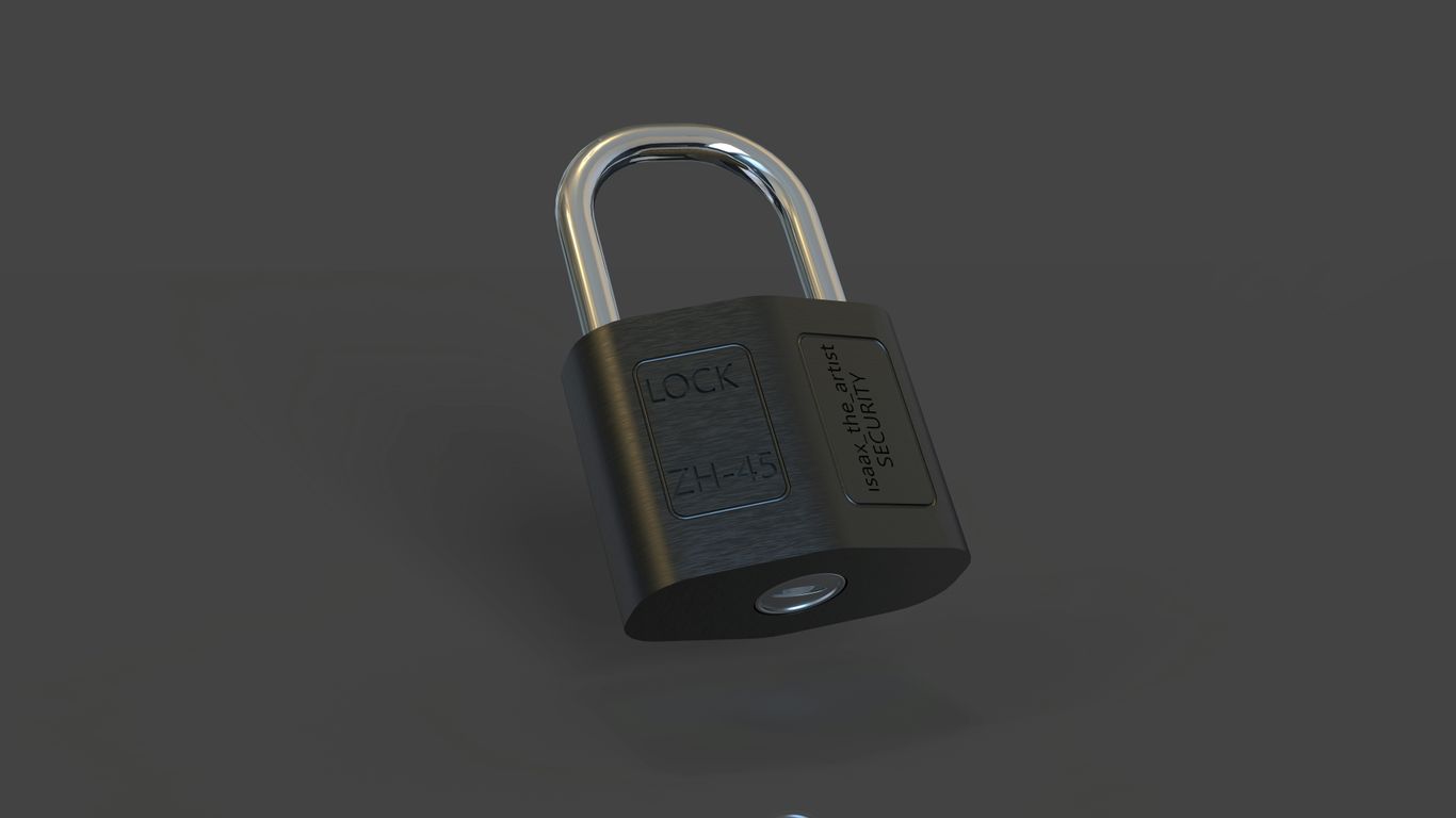 a closed padlock on a black surface