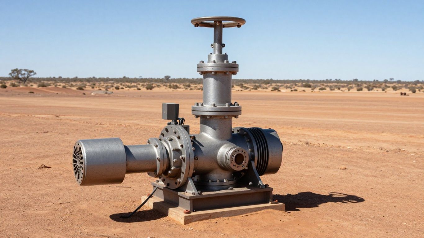 Industrial gearbox in remote Western Australian outback landscape.