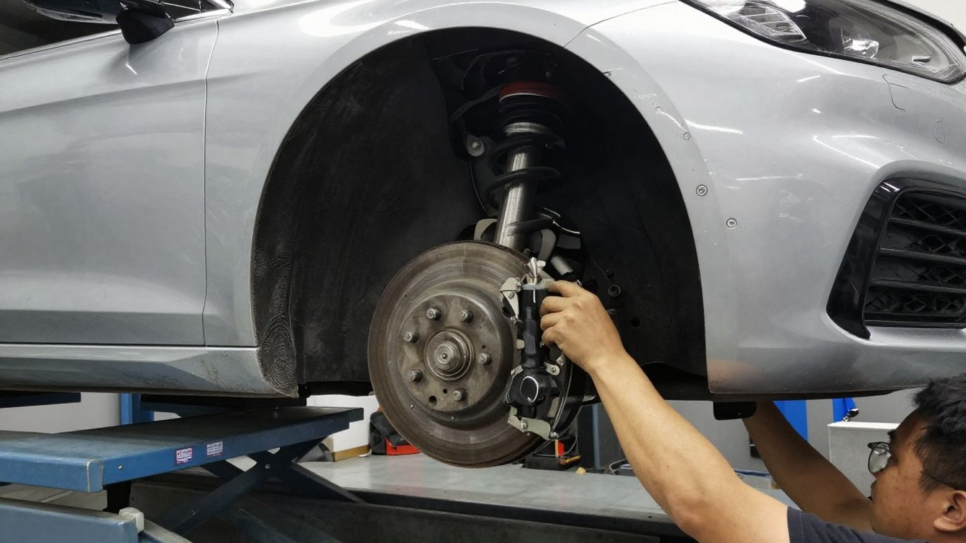 Mercedes vehicle undergoing detailed maintenance inspection