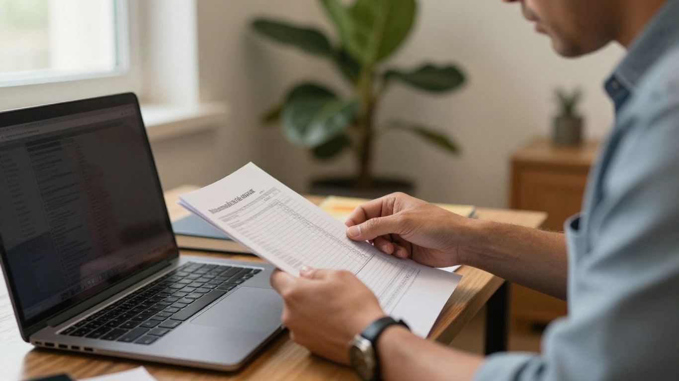 Practice owner reviewing billing records at a desk