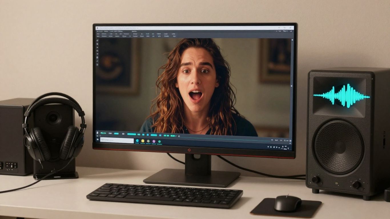 Close-up AI portrait with synchronized singing motion